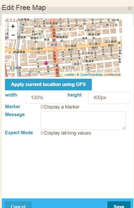 Edit screen for Map